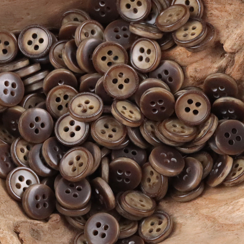 11.5mm Vintage Khaki Resin Buttons for Retro Japanese Style Shirts 100pcs - Lots of Buttons