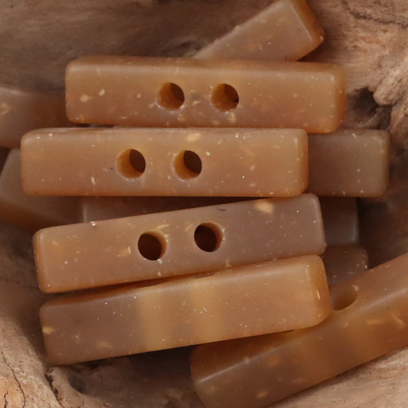 2 Hole Long Strip Wood Chip Patterned Resin Buttons 10pcs - Lots of Buttons