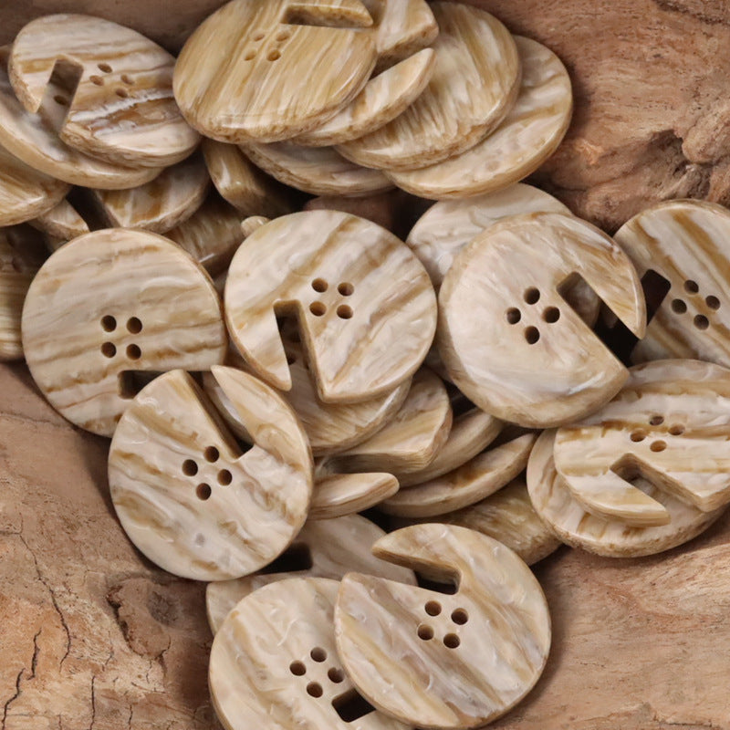 Wood Grain Resin Buttons with Notches for Home Decor Upholstery 20pcs - Lots of Buttons