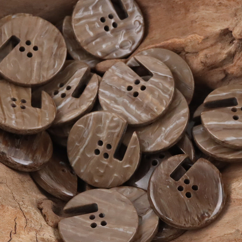 Wood Grain Resin Buttons with Notches for Home Decor Upholstery 20pcs - Lots of Buttons