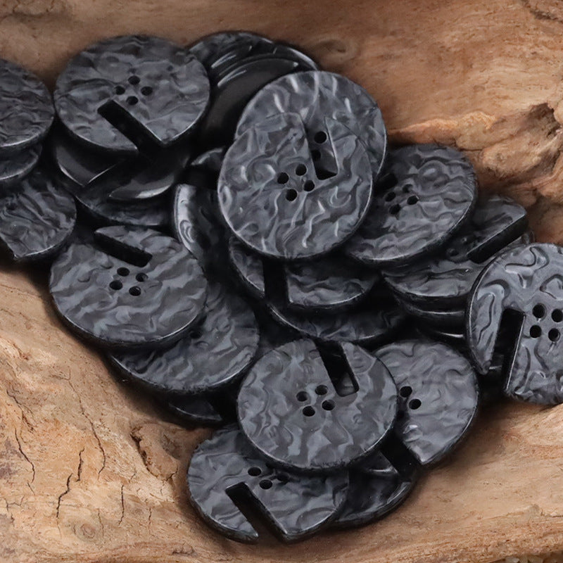 Wood Grain Resin Buttons with Notches for Home Decor Upholstery 20pcs - Lots of Buttons