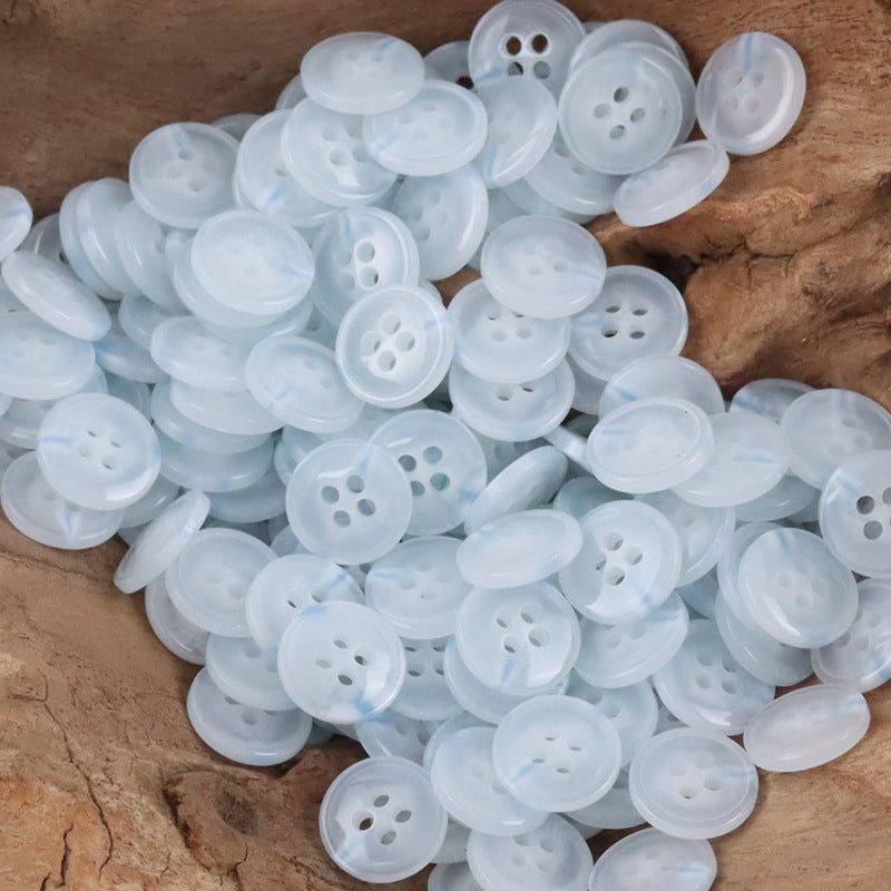 11.5mm Semi-Transparent Blue Resin Buttons for Spring-Summer Shirts,50pcs - Lots of Buttons