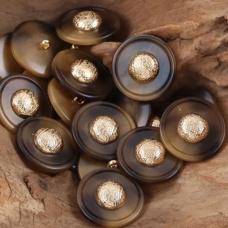 Cap-Shaped Resin Buttons with Metal Shanks for Cashmere Sweaters 10pcs - Lots of Buttons