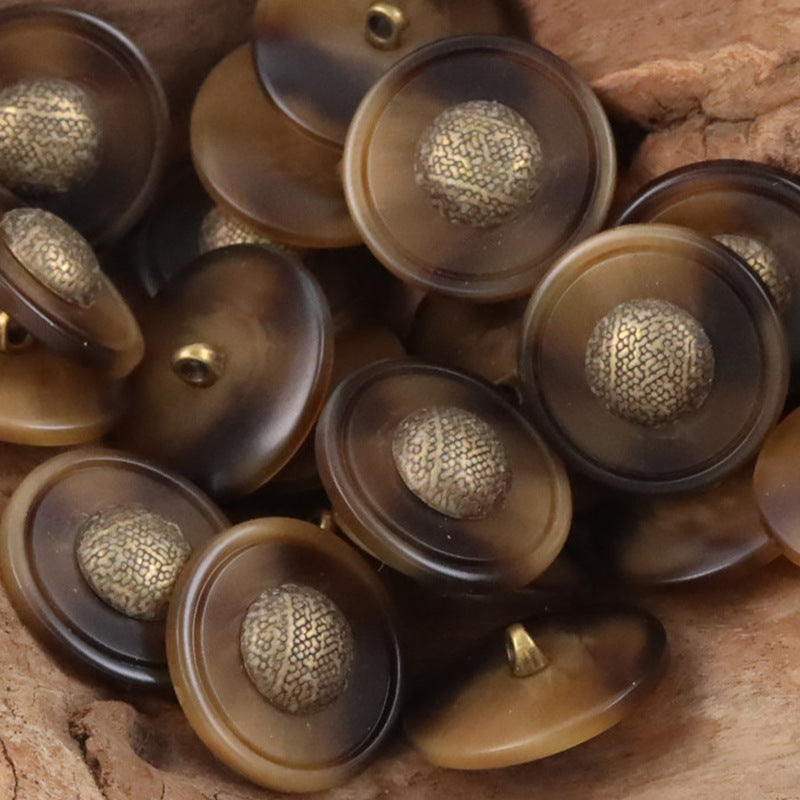 Cap-Shaped Resin Buttons with Metal Shanks for Cashmere Sweaters 10pcs - Lots of Buttons