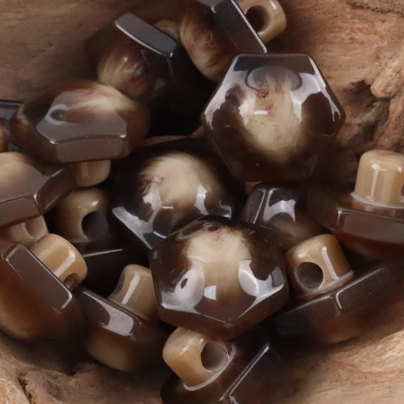 26MM Hexagonal Resin Shank Buttons for Unique Fashion 10pcs - Lots of Buttons