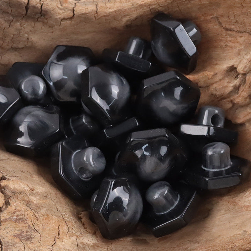 26MM Hexagonal Resin Shank Buttons for Unique Fashion 10pcs - Lots of Buttons