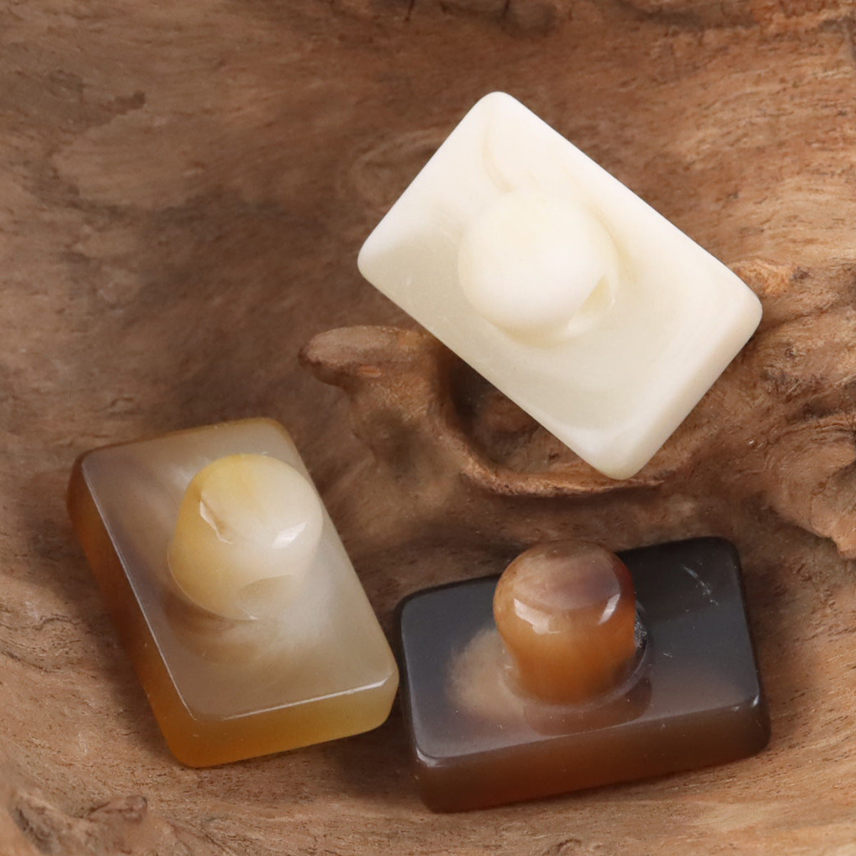 Rectangular Resin Buttons with Shanks for Light Khaki Coats,10pcs - Lots of Buttons