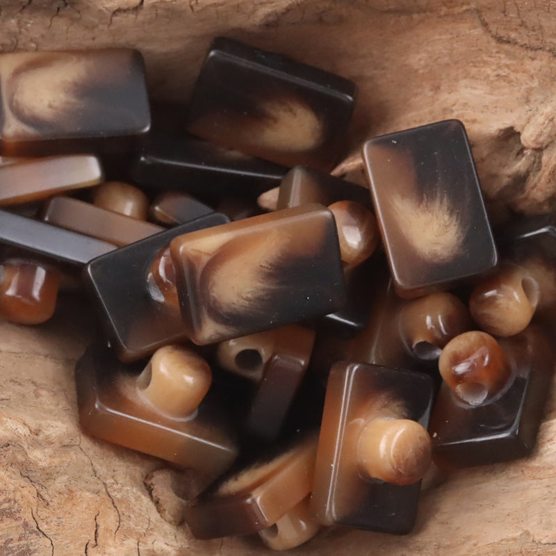 Rectangular Resin Buttons with Shanks for Light Khaki Coats,10pcs - Lots of Buttons