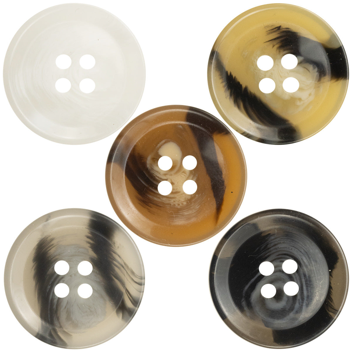 Round 4 Hole Brush Pattern Resin Buttons 20pcs - Lots of Buttons