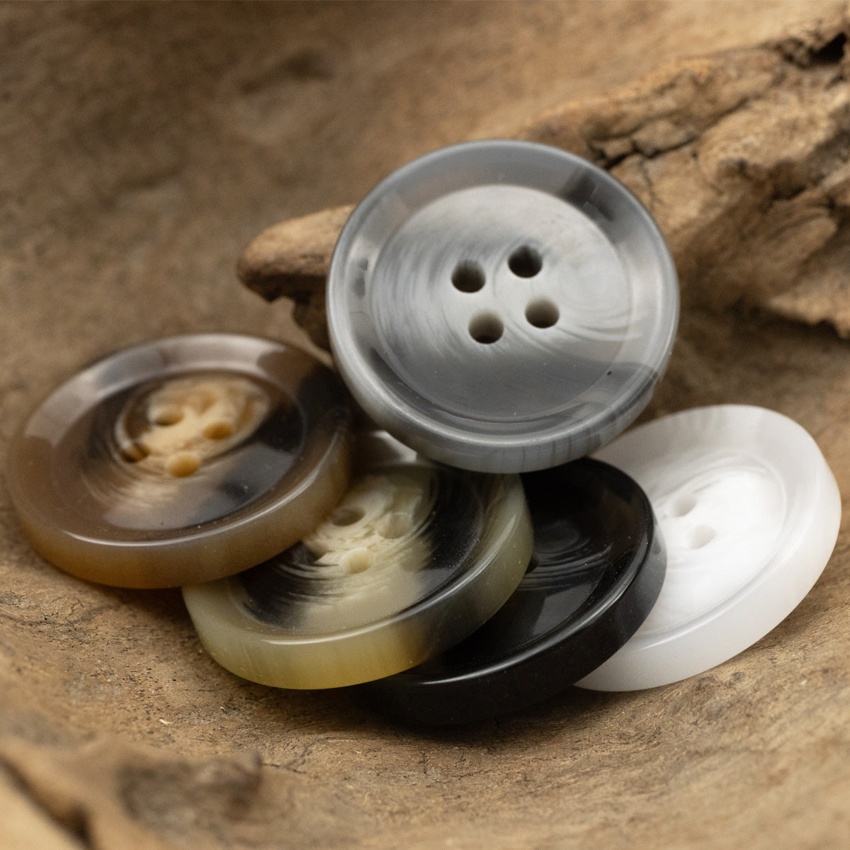 Round 4 Hole Brush Pattern Resin Buttons 20pcs - Lots of Buttons