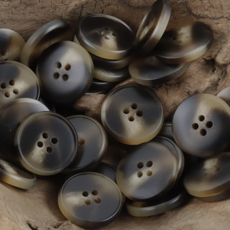 Round Black Brown Resin Buttons for Khaki Coats Woolen Jackets 30pcs - Lots of Buttons