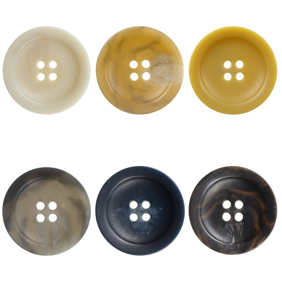 Wide-Edged Bowl-Shaped 4 Hole Urea Coat Buttons 10pcs - Lots of Buttons