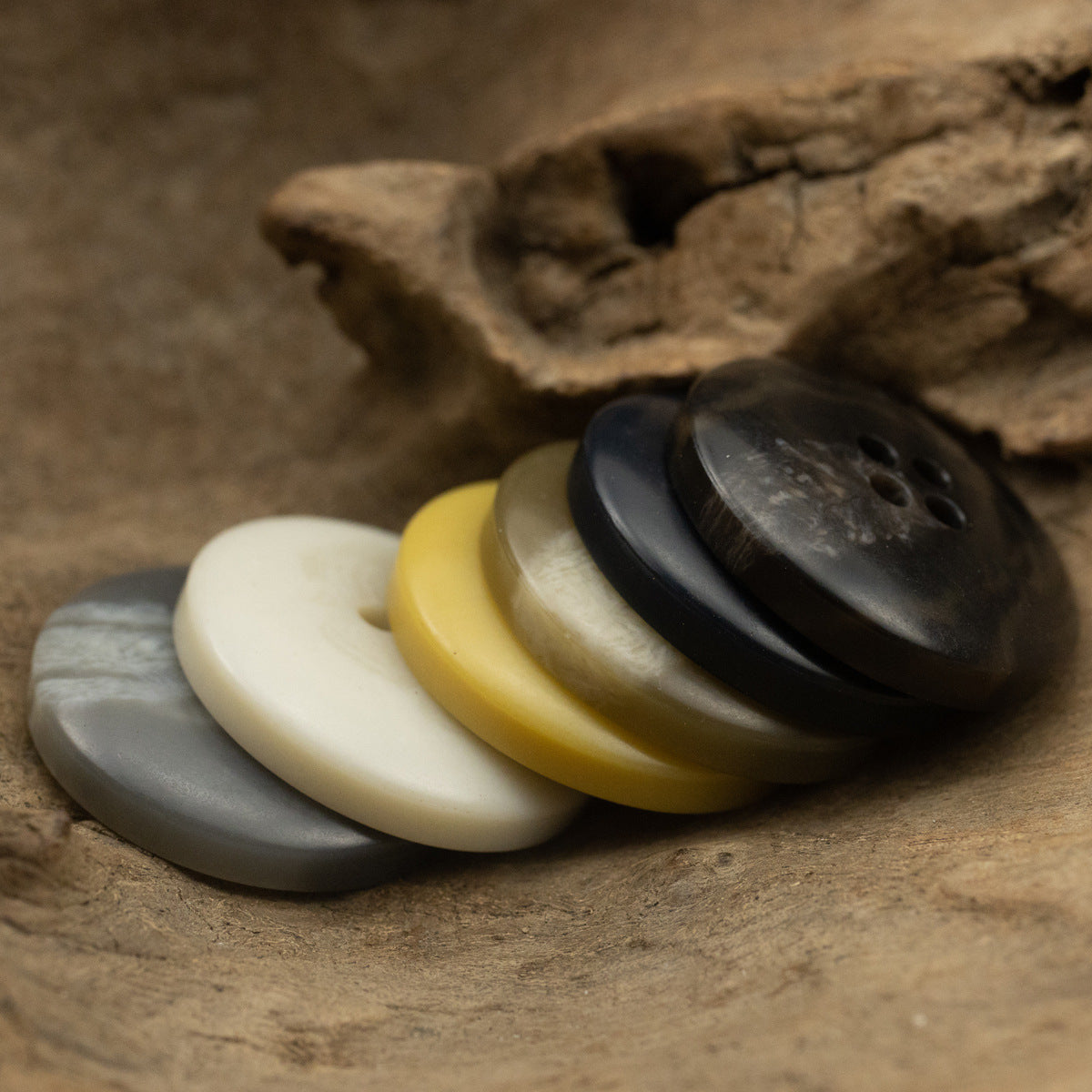 Wide-Edged Bowl-Shaped 4 Hole Urea Coat Buttons 10pcs - Lots of Buttons