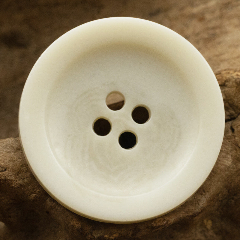 Wide-Edged Bowl-Shaped 4 Hole Urea Coat Buttons 10pcs - Lots of Buttons
