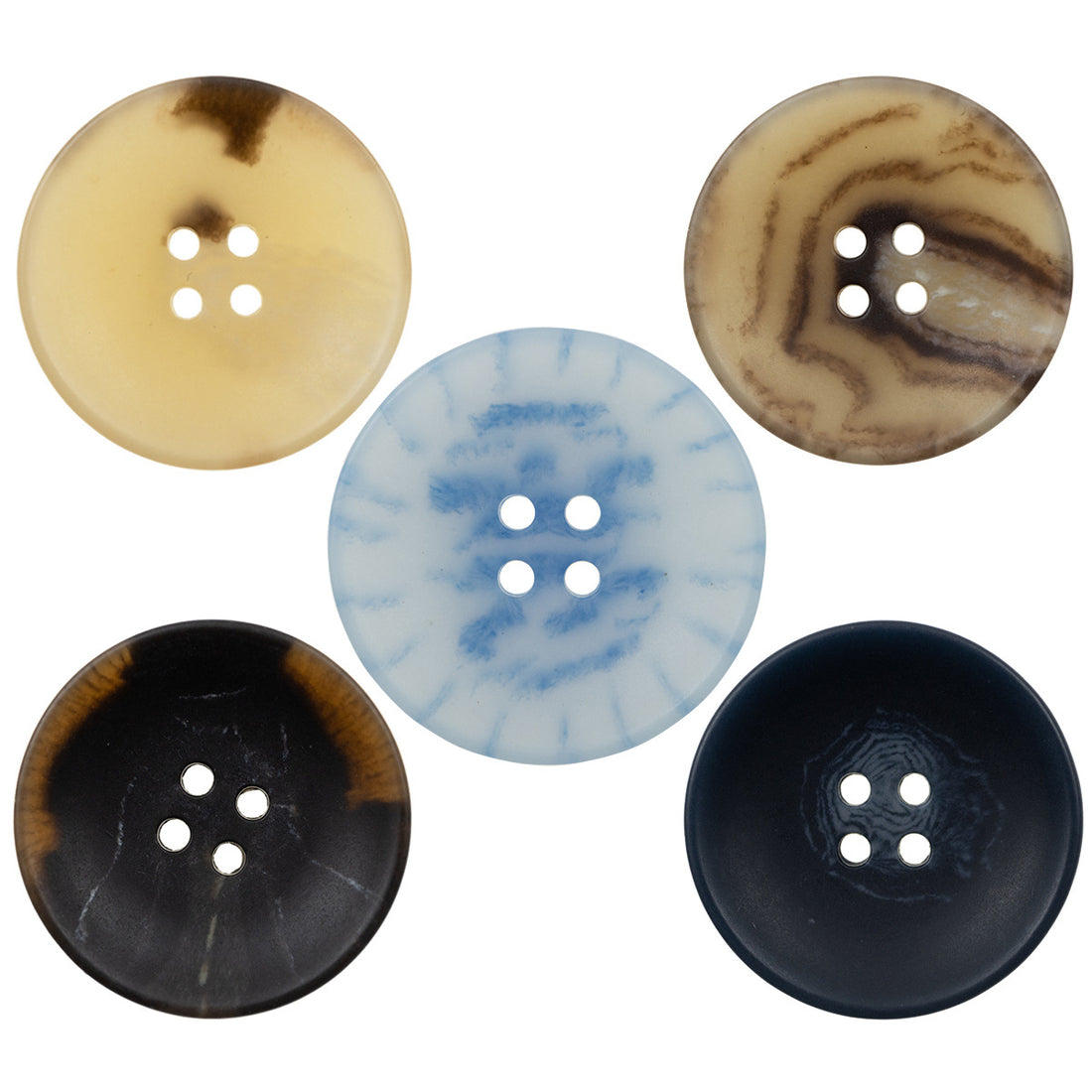 Bowl-Shaped Round Four-Hole Eco-Friendly Urea Buttons 30 Pack - Lots of Buttons