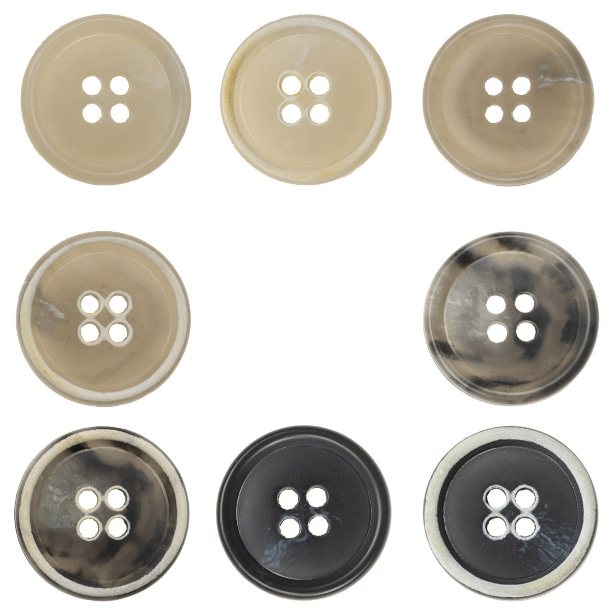 Urea Resin Buttons Imitation Horn Pattern,Round 4 Hole,10PCS 