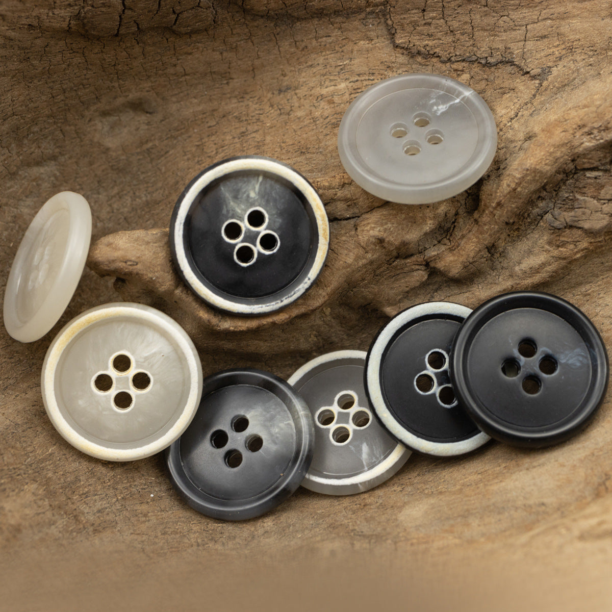 Urea Resin Buttons Imitation Horn Pattern,Round 4 Hole,10PCS 