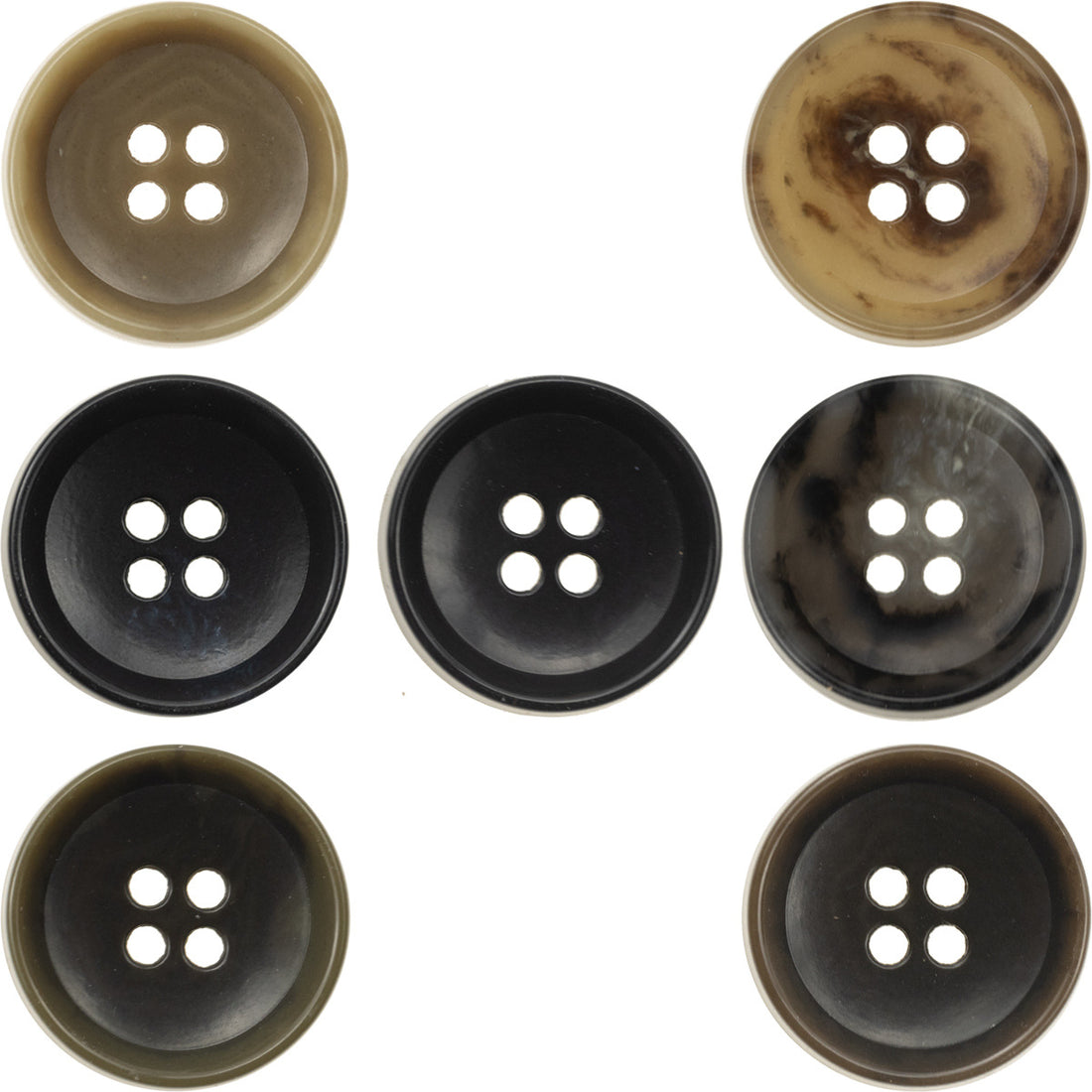 15-25mm Olive Green and Brown Round Eco-Friendly Urea Buttons 10pcs - Lots of Buttons