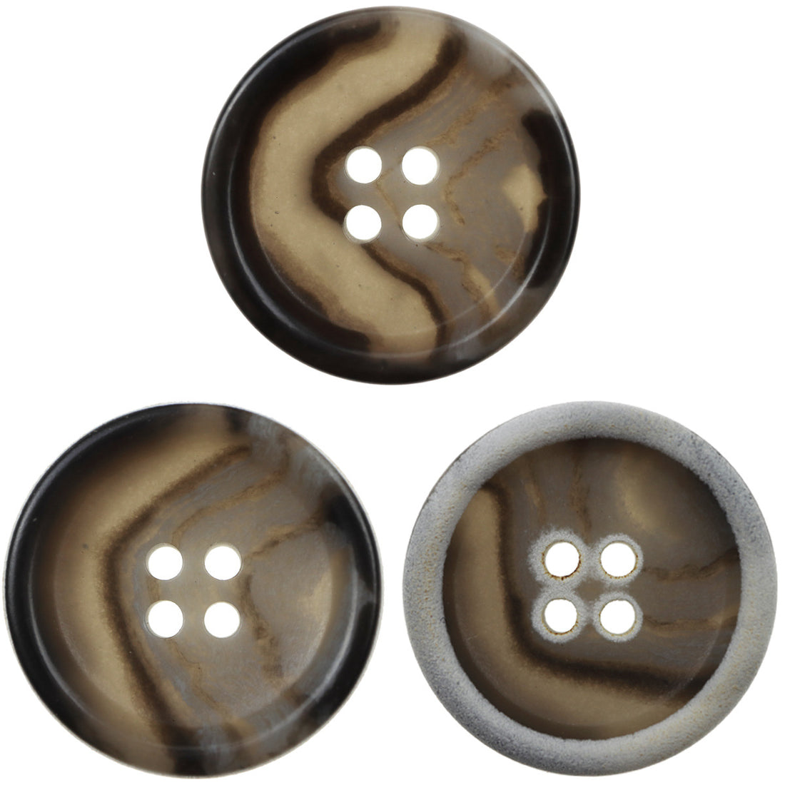 Vintage Burnt-Edge Black-Gray Textured Urea Buttons 30 Pack - Lots of Buttons