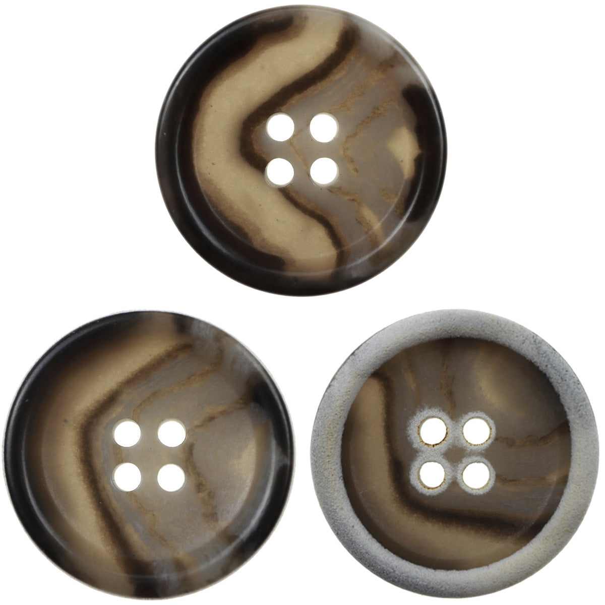 Vintage Burnt-Edge Black-Gray Textured Urea Buttons 30 Pack - Lots of Buttons