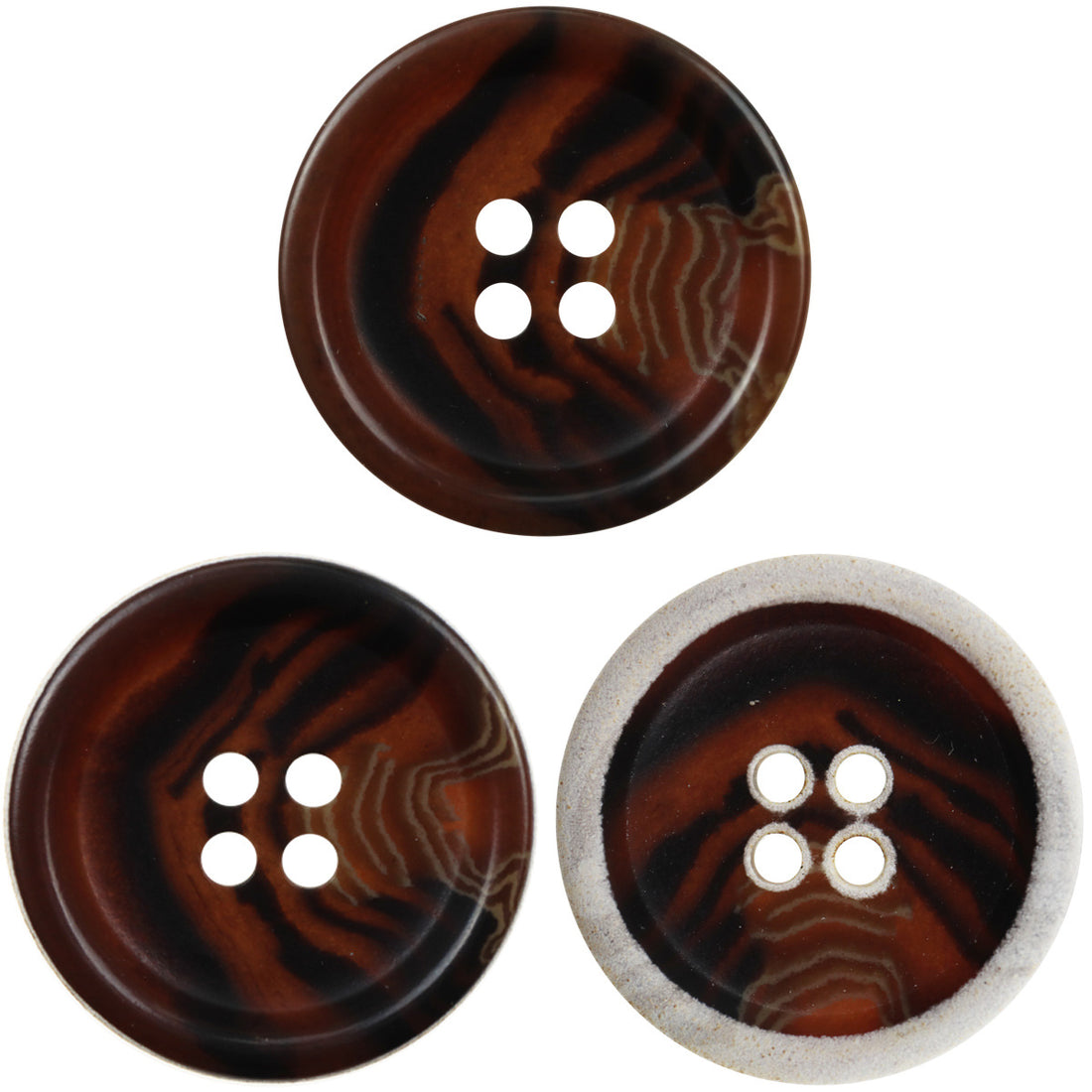 Burnt-Edge Dark Brown Urea Buttons for Woolen Coats 30 Pack - Lots of Buttons
