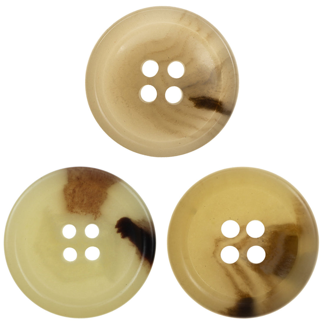 15mm/20mm Khaki Round Four-Hole Eco-Friendly Urea Buttons 18 Pack - Lots of Buttons