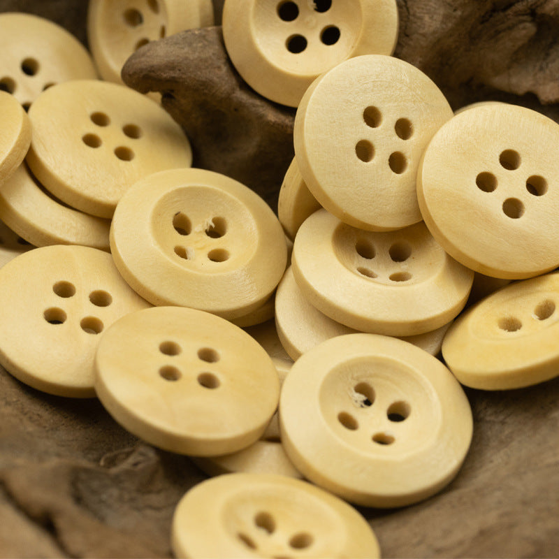Premium Pear Wood Buttons with Red Lacquer Finish 100pcs - Lots of Buttons