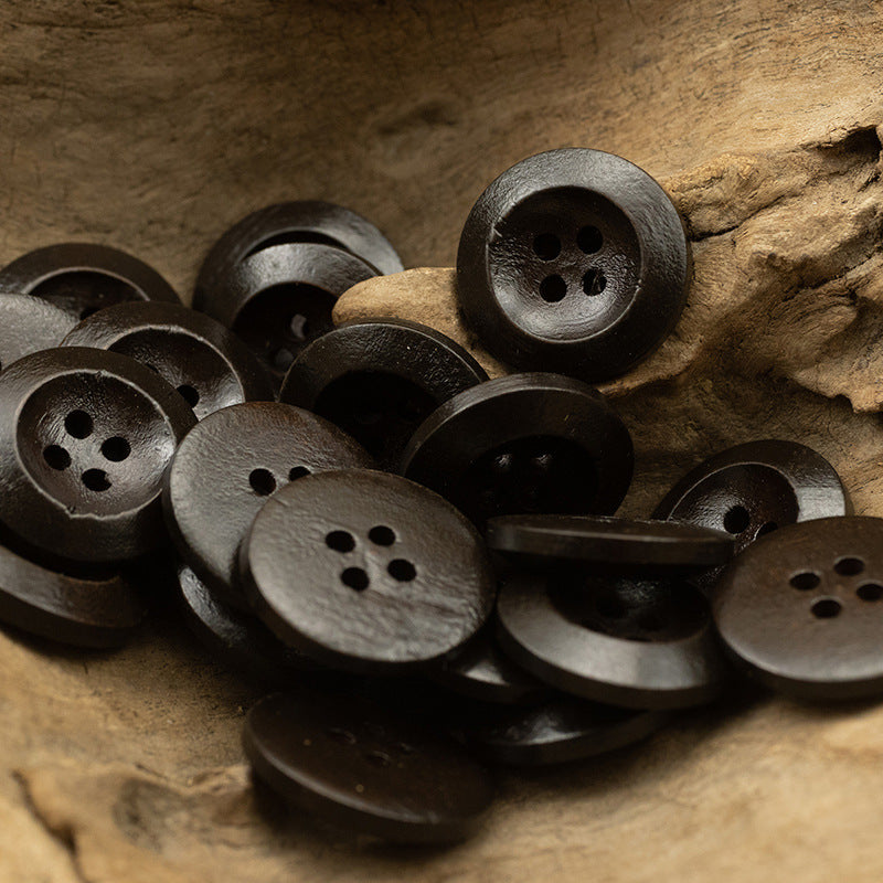 Premium Pear Wood Buttons with Red Lacquer Finish 100pcs - Lots of Buttons