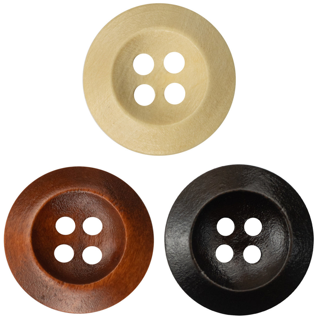 Premium Pear Wood Buttons with Red Lacquer Finish 100pcs - Lots of Buttons