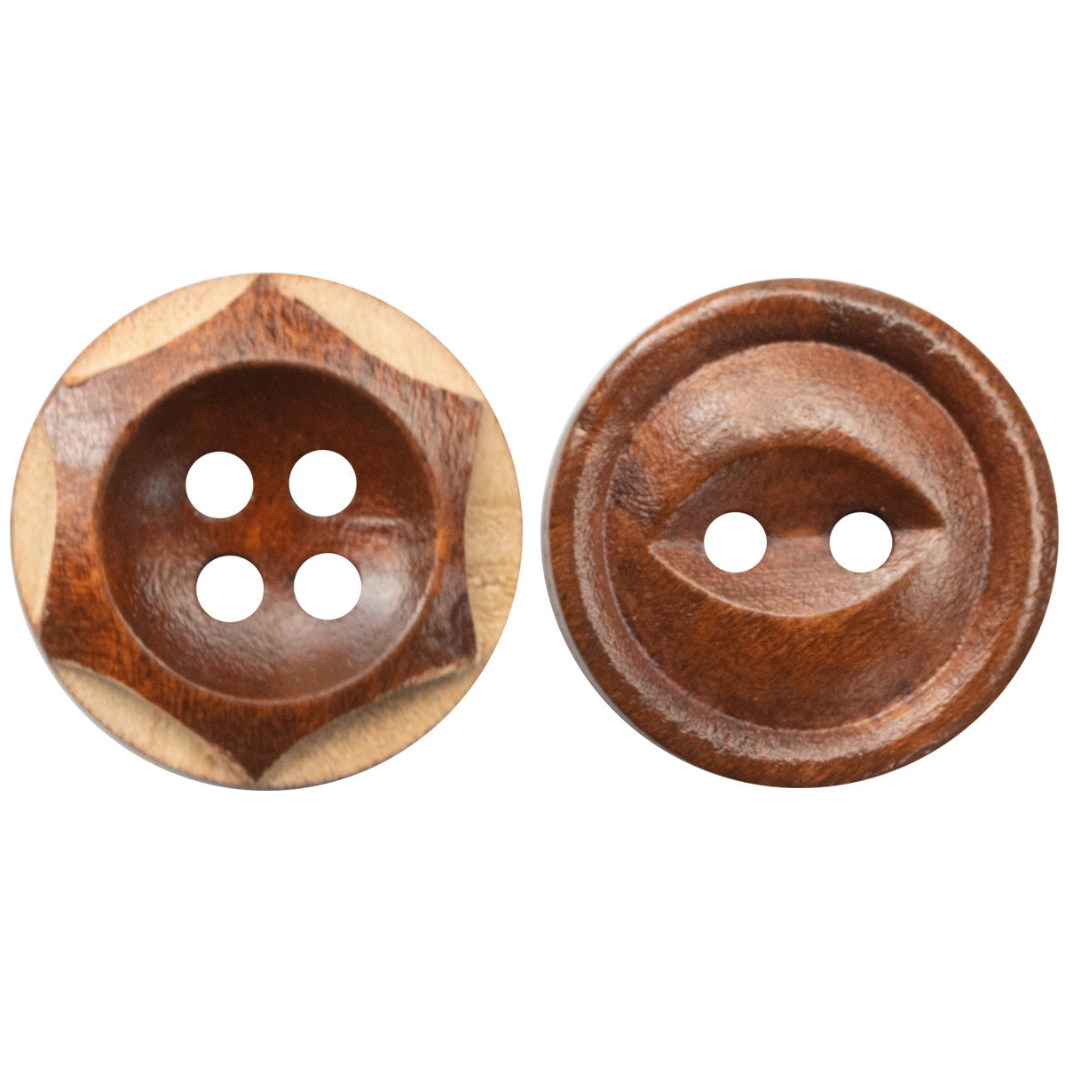Cat's Eye Red Brown Wooden Buttons for Cotton and Linen Clothing - 50pcs - Lots of Buttons