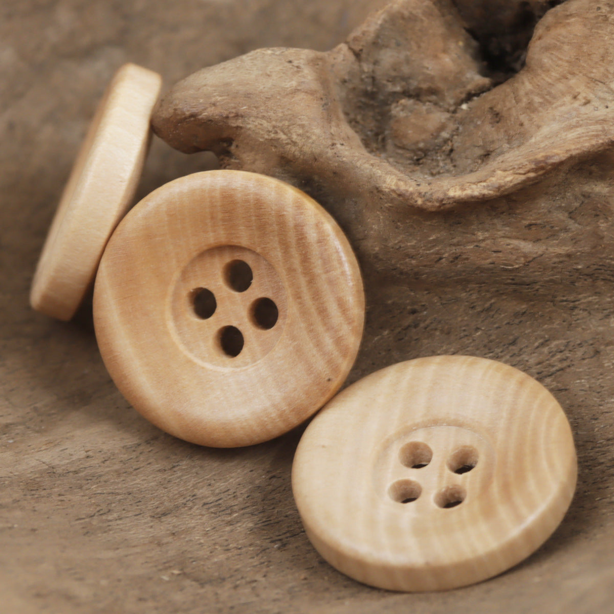 Bowl-Shaped Wooden Buttons for Children's Handmade Knitting 30pcs - Lots of Buttons