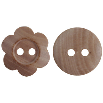 15mm Sunflower Two-Hole Wooden Buttons for Knitted Doll 30pcs - Lots of Buttons