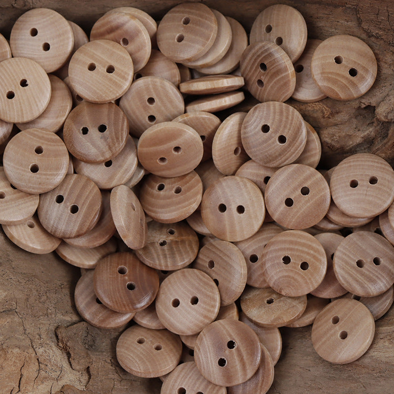 15mm Sunflower Two-Hole Wooden Buttons for Knitted Doll 30pcs - Lots of Buttons