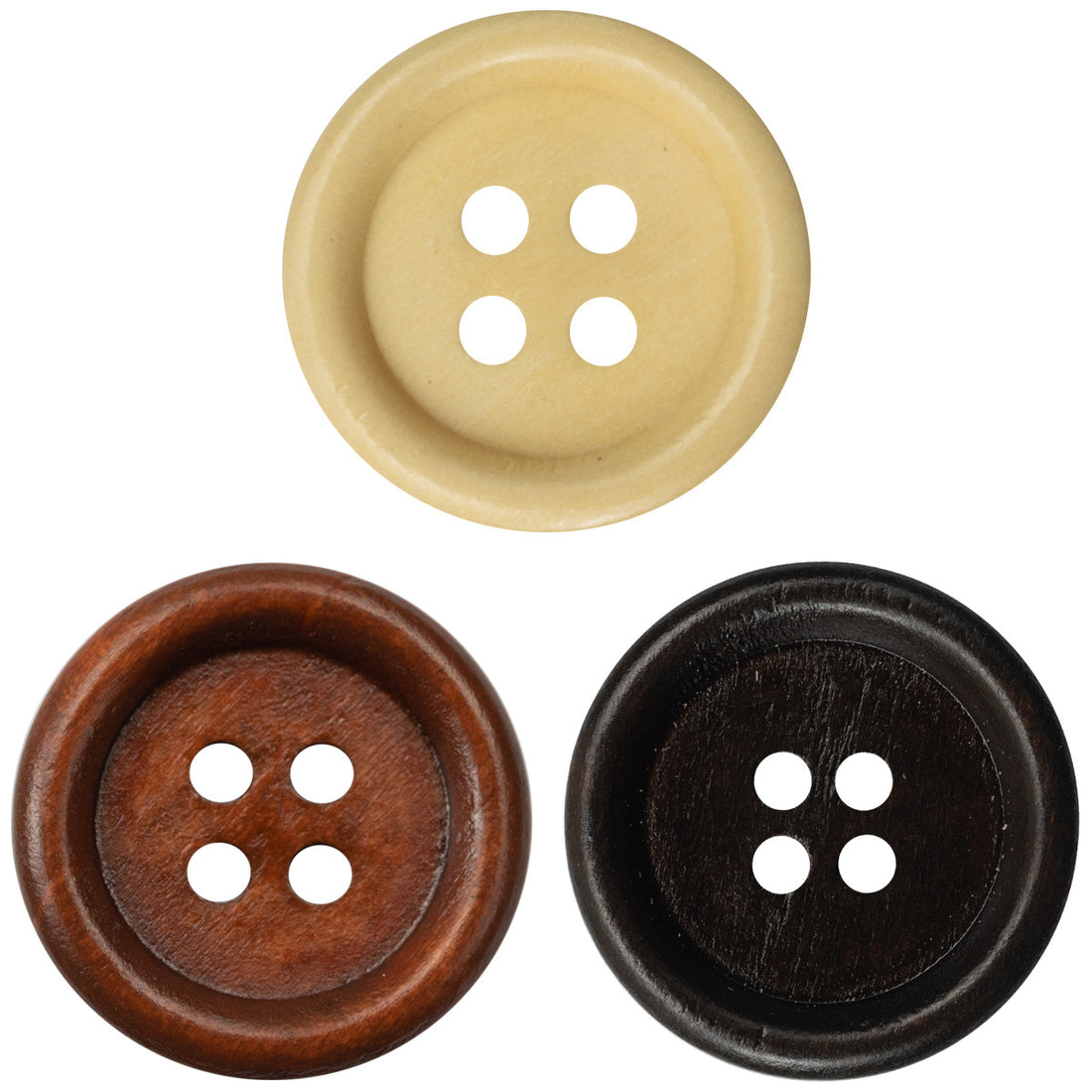 Vintage Round Four-Hole Wooden Buttons 50pcs - Lots of Buttons