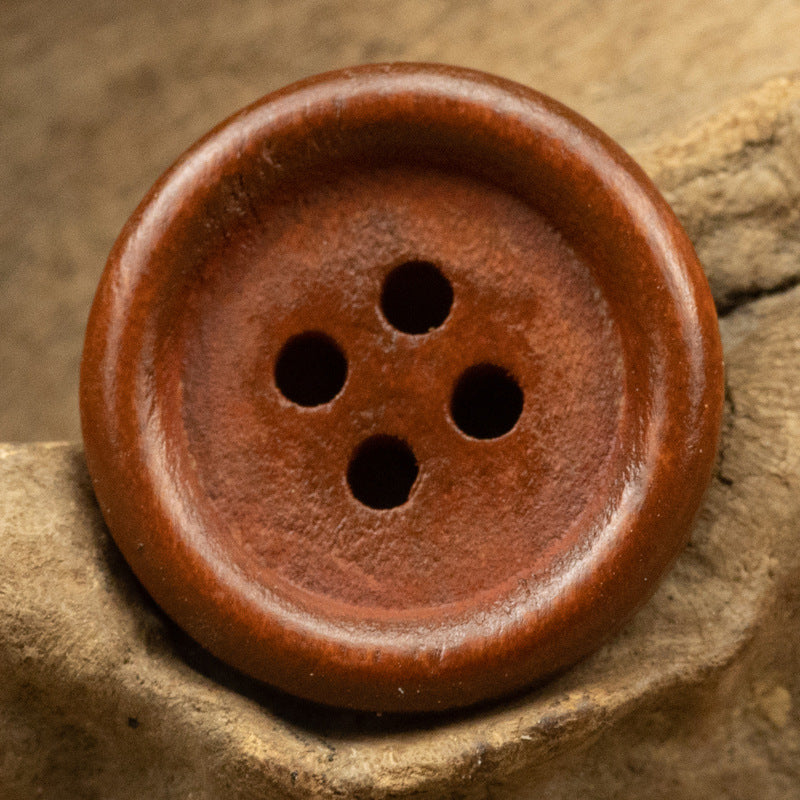 Vintage Round Four-Hole Wooden Buttons 50pcs - Lots of Buttons