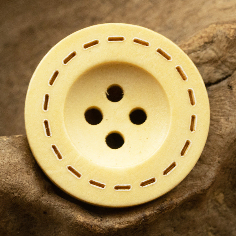 Vintage Round Four-Hole Wooden Buttons 50pcs - Lots of Buttons