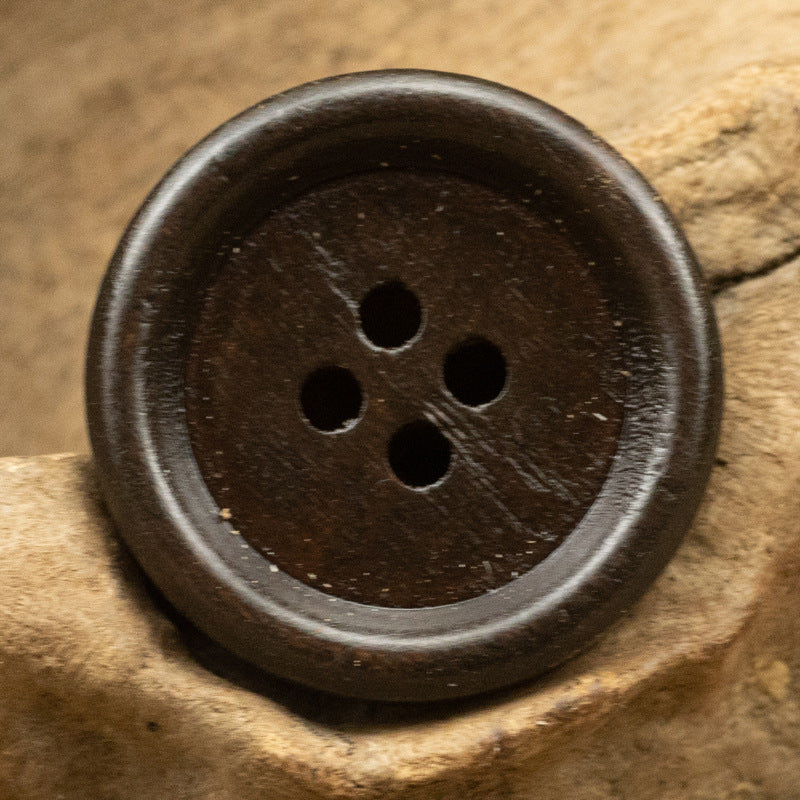Vintage Round Four-Hole Wooden Buttons 50pcs - Lots of Buttons