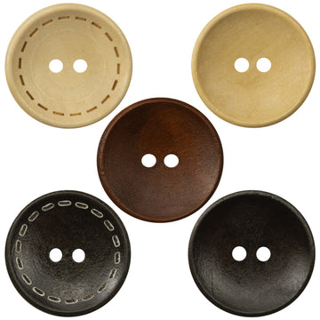 Two-Hole Dotted Wood Buttons Bowl-Shaped 50 Pack - Lots of Buttons