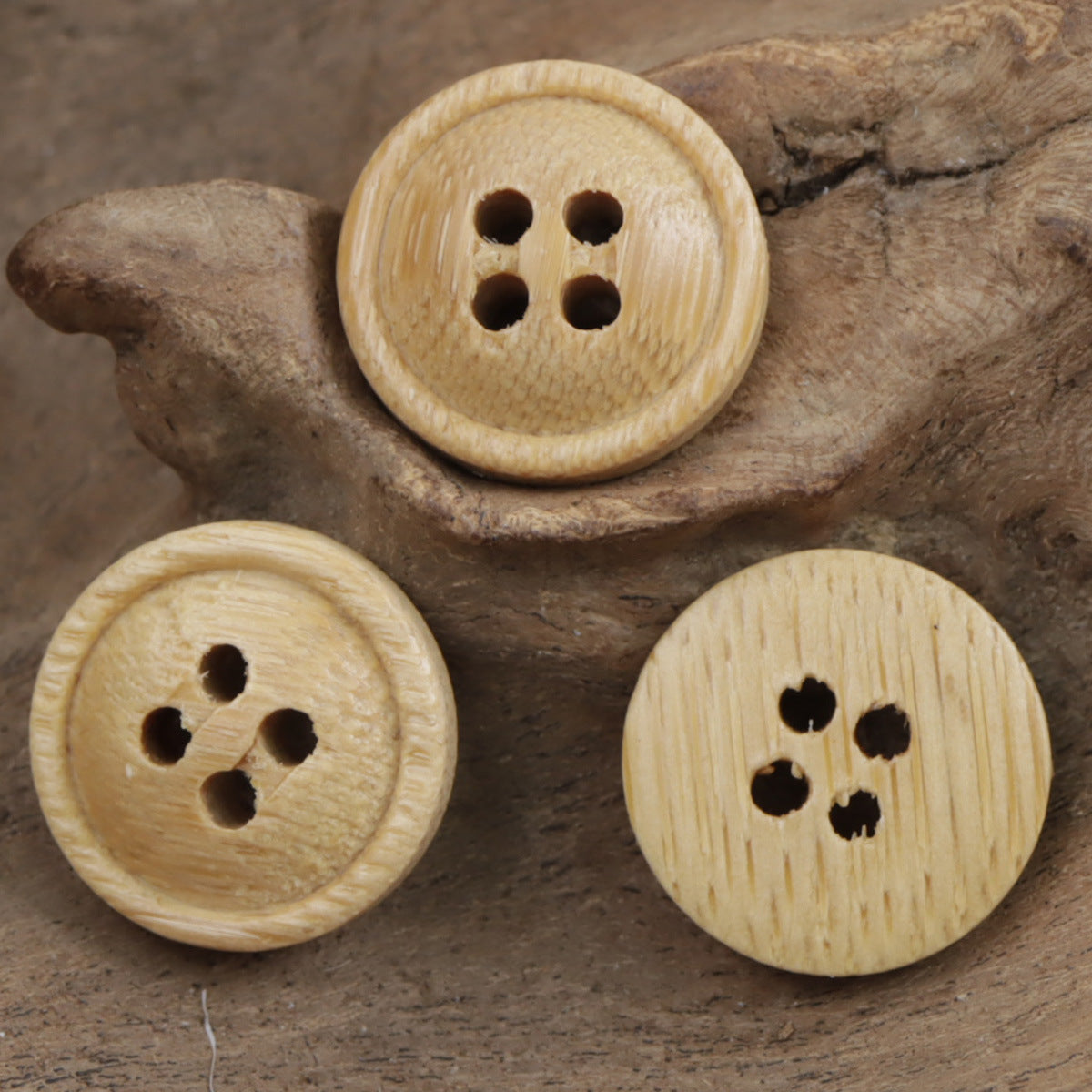 13mm/15mm Round Natural Bamboo Decorative Buttons 20pcs - Lots of Buttons