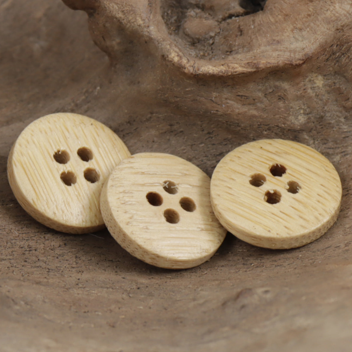 13mm/15mm Round Natural Bamboo Decorative Buttons 20pcs - Lots of Buttons