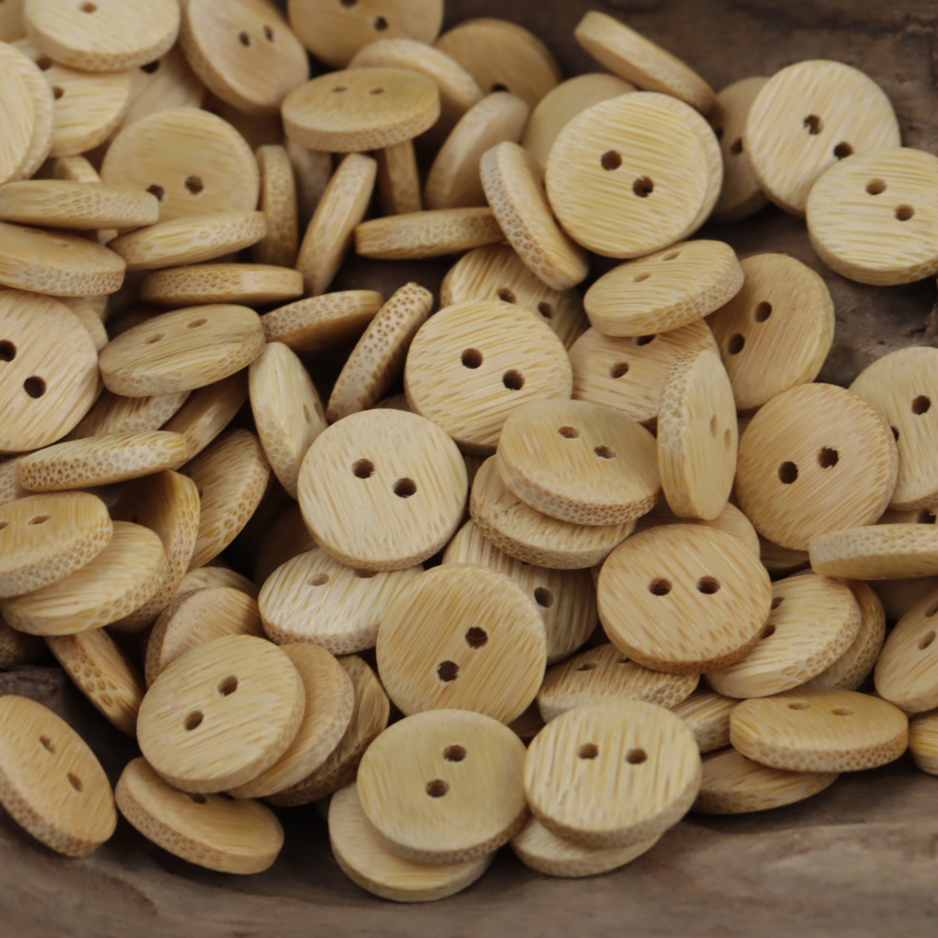 2 Hole Natural Bamboo Buttons for Children's Clothing 30pcs - Lots of Buttons