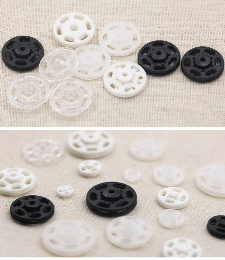 Schwarze Weiße Klare Kunststoff Unsichtbare Druckknöpfe für Kleidung 40er Pack