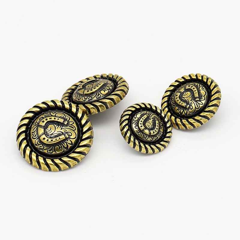Antique Gold Vintage Horseshoe Relief Metal Shank Buttons - 48pcs