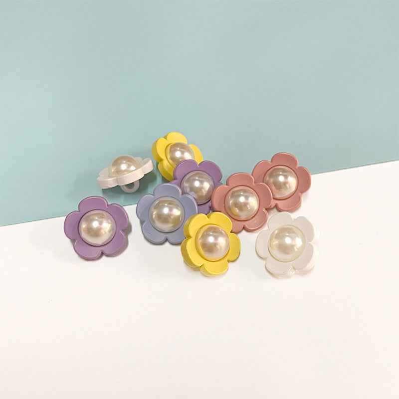 15-25mm Colorful Plastic Pearl Flower Shank Buttons for Children's Clothing Jackets 200 Pack - Lots of Buttons