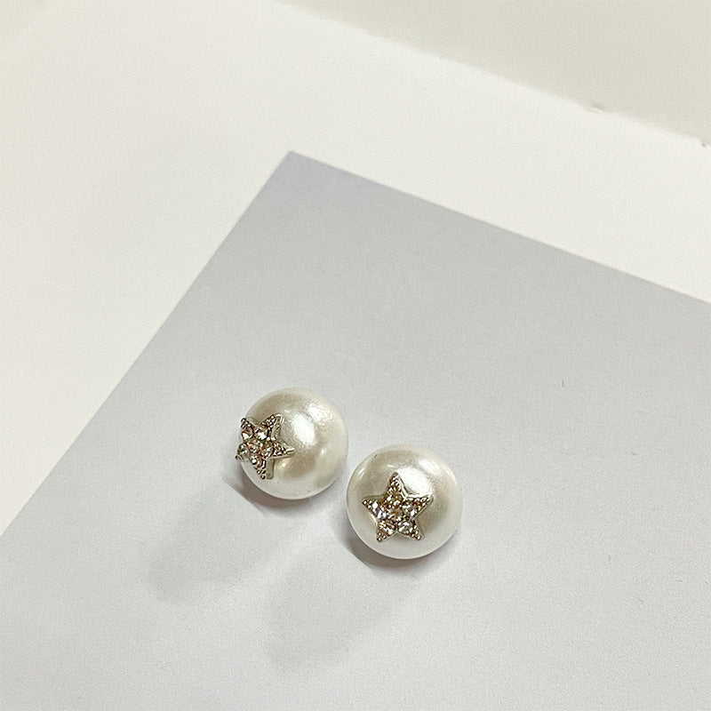10mm Musta Valkoinen Hartsipainike Metallikannalla Tähtikuvio ja Kimalteet 20kpl