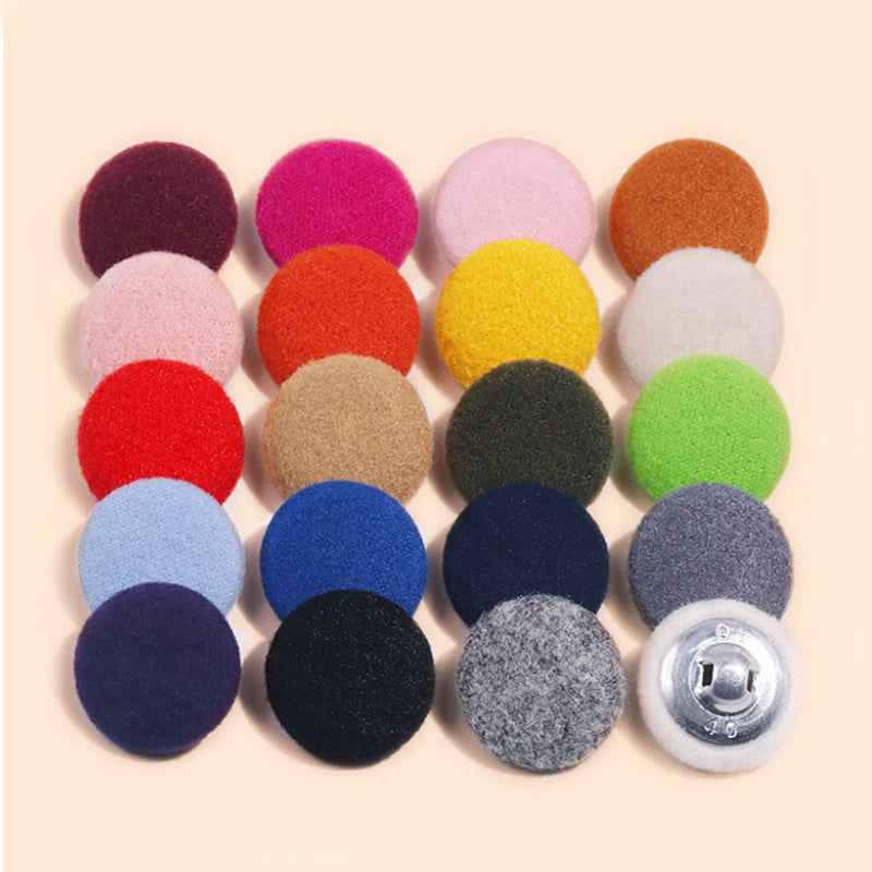 15-38mm 20 Color Round Fluffy Fabric-Covered Buttons for Women's Coats 200 Pack - Lots of Buttons
