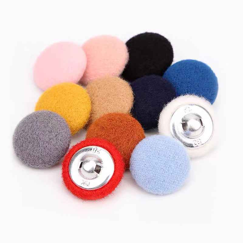 15-38mm 20 Color Round Fluffy Fabric-Covered Buttons for Women's Coats 200 Pack - Lots of Buttons