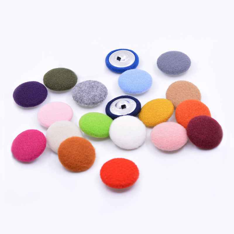 15-38mm 20 Color Round Fluffy Fabric-Covered Buttons for Women's Coats 200 Pack - Lots of Buttons