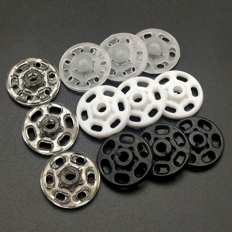 7-20mm Runde Schwarze, Weiße und Transparente Nylon Druckknöpfe 140 Packung (7 Gemischte Größen)