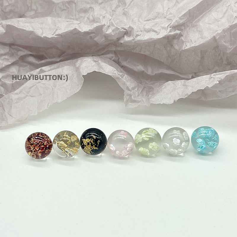 10mm Round Resin Button with Dried Flowers for Children's Sweaters 56 Pack - Lots of Buttons